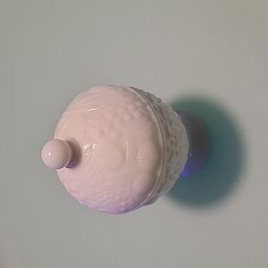 Milk glass. Floral design covered bowl/candy dish. Vintage.